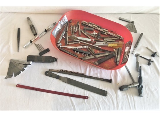 Mixed Lot Of Bits, Tap Handle Wrench, Chuck Keys And More