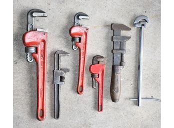 Lot Of Heavy Duty Pipe Wrenches