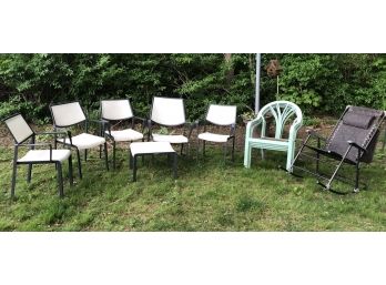 Group Of Outdoor Patio Chairs With Folding Rocking Chair