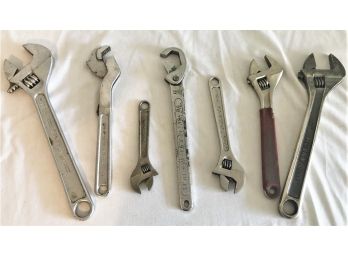 Group Of Seven Various Sized Adjustable Wrenches