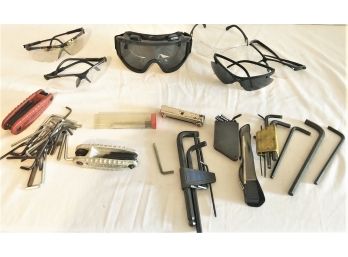Mixed Lot Of Protective Goggles And Allen Wrenches