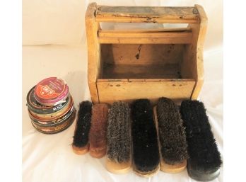 Vintage Kiwi Shoe Groomer Wood Shoe Shine Box With Accessories