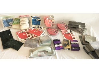 Mixed Lot Of Diablo Sanding Discs,  Sponges, Tack Cloth, Hand Sander, Patches And More