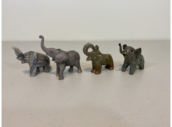 Lot Of 4 Elephants Of Different Materials