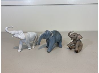 Lot Of 3 Elephants Of Different Materials And Countries