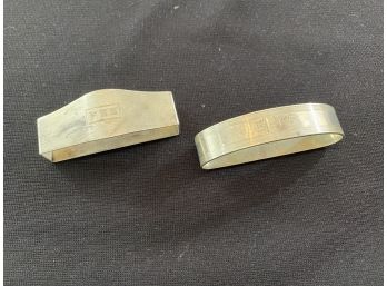 Pair Of Monogrammed Sterling Silver Napkin Holders (1.865 Ozt)