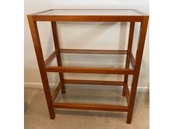 Fruitwood And Tempered Glass Small Etagere