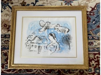 Lithograph 'Mon Village' By Marc Chagall With Certificate Of Authenticity