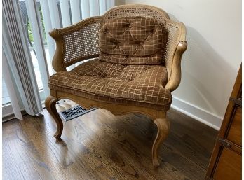 Upholstered Cane-back Arm Chair With Pillow