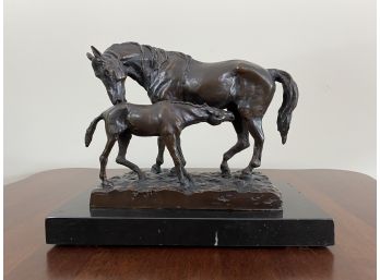 Bronze Sculpture Of A Horse & Foal