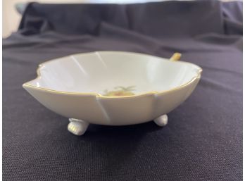 Kaiser, Porcelain Footed Leaf Bowl Decorated With Flowers, Made In West Germany
