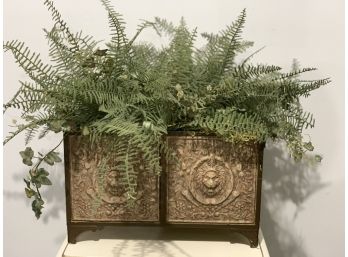 Lion Head Metal Planter (removable Fern Plant Included)