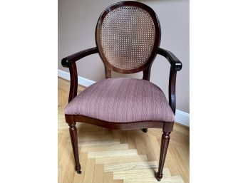 Wicker Back Mahogany Colored Accent Arm Chair