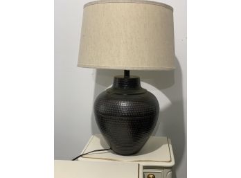 Hammered Metal Lamp Base With Drum Shade