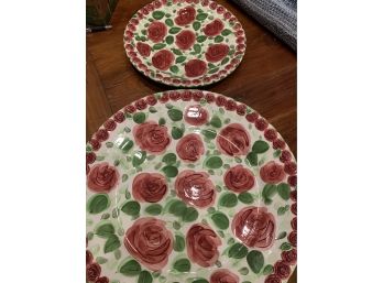 Emily Rose  By Don Swanson ~Tabletops Unlimited ~ceramic Serving Bowl/platter And Serving Plate Raised Roses