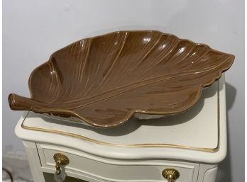 Brown Ceramic Leaf Centerpiece