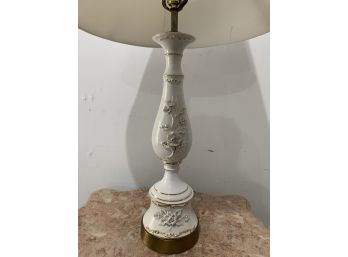 Vintage Lamp  Ivory Color With Gold Accents And Rose Motif