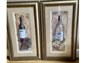 Set Of 2 Matted Wine Prints - Chardonnay & Merlot
