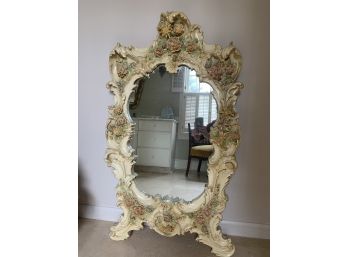 Finesse Originals Plaster Floral Mirror:  Vintage Heavy Plaster Mirror Design With Roses In Assorted Colors.