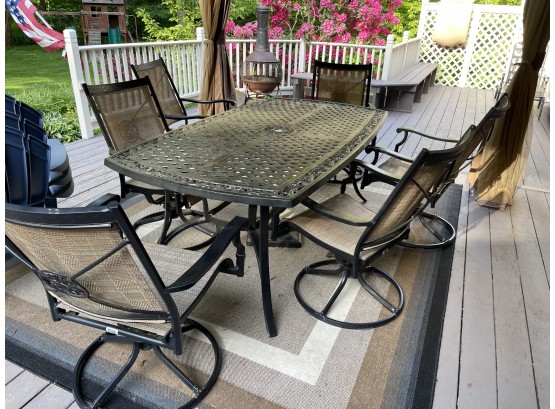 Martha Stewart Living Patio Dining Table And 6 Swivel High Back Chairs
