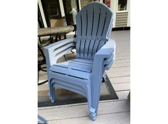 Adirondack Plastic Outdoor Chairs - Set Of 3 (Blue)