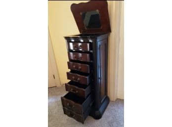 Jewelry Armoire With Mirror And Side Necklace Cubbies