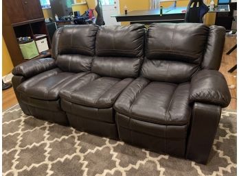 Double Recliner Faux Leather Couch - 20-inch Seat Height