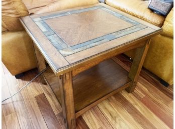 Stone Tile Inlay Wooden Side Table