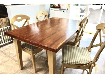 Pier One Distressed Farmhouse Style Table And Chairs & Bench