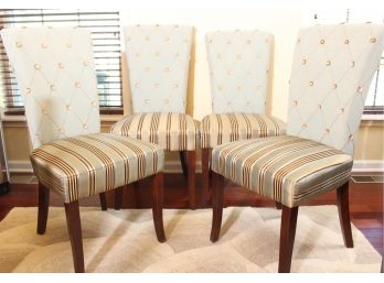 Set Of Four Pier One Upholstered Dining Chairs