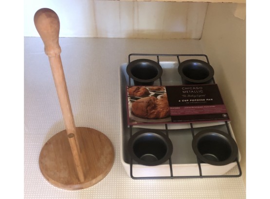 Paper Towel Holder And Six Popover Pans