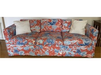Sleeper Sofa With Oriental Fabric Slip Cover