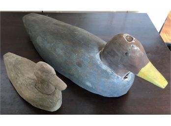 Two Carved Wooden Duck Decoys