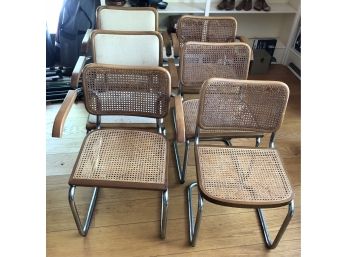 Set Of 6 & 4 More As Is- Chrome And Caned Seats