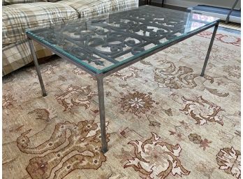 Old Wrought Iron Gate,  Custom Made  Glass Top  Cocktail Table