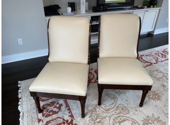Edward Ferrell Ltd. Leather Slipper Chairs Pair