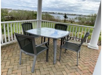 Brown Jordan Cast Aluminum Square Patio Table With 4 Chairs
