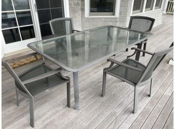 Brown Jordan Cast Aluminum Glass Top Patio Table With 6 Chairs