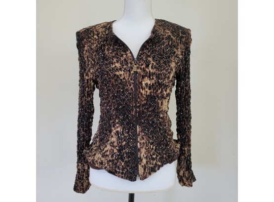 ELL Jay Collection Ladies Sequin  Animal Print Jacket Size 10