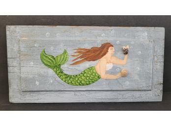 Hand Painted  Wooden  Mermaid Sign