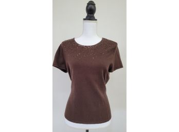 Talbots Brown Sequin Sweater Size L