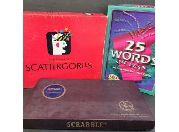Board Game Lot Includes Scrabble, Scattergories And 25 Words Or Less