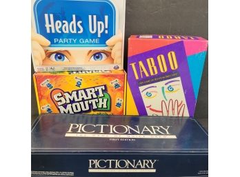 Board Game Lot Includes Pictionary, Smart Mouth, Taboo And Heads Up