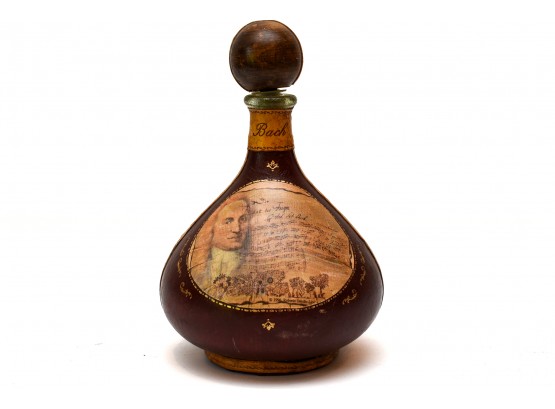 Fausto Corduri 'Bach' Italian Leather Wrapped Glass Decanter Made In Florence Italy