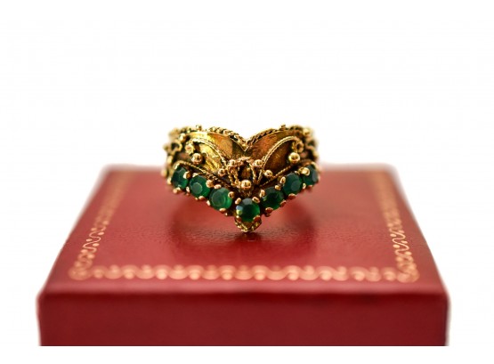 14K Yellow Gold And Emerald Ring (Size 7)