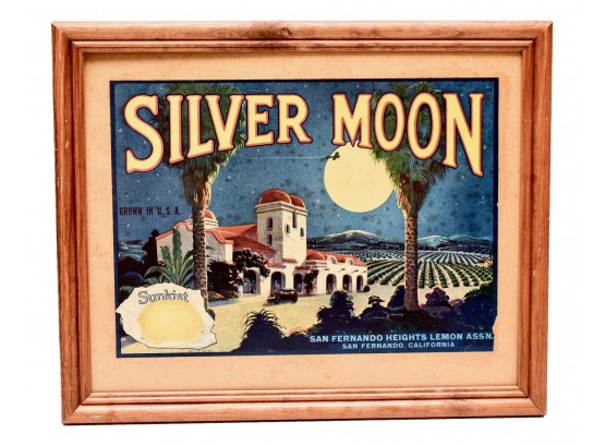 Vintage Lemons Silver Moon Brand Ad Poster From San Fernando Ca, Lemon Assn.
