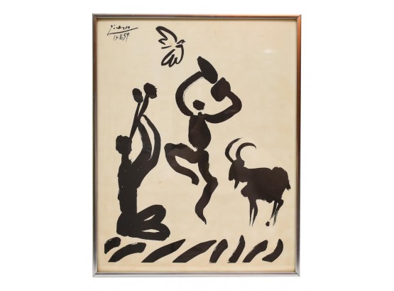 Framed Signed Pablo Picasso (American, 1881-1973) Lithograph 'the Goat Dance'