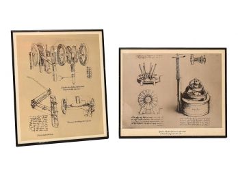 Pair Of Framed Leonardo DaVinci Prints From 'Los Codices De Madrid'