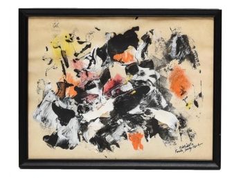 Framed Signed John Von Wicht (German, 1888-1970) Abstract Ink And Color Drawing Dated 1962
