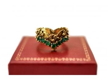 14K Yellow Gold And Emerald Ring (Size 7)